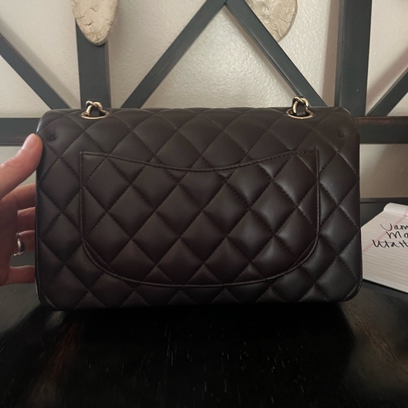 NOT AVAILABLE Chanel 21a Dark Brown Small Classic Flap Lambskin LGHW - Picture 4 of 13
